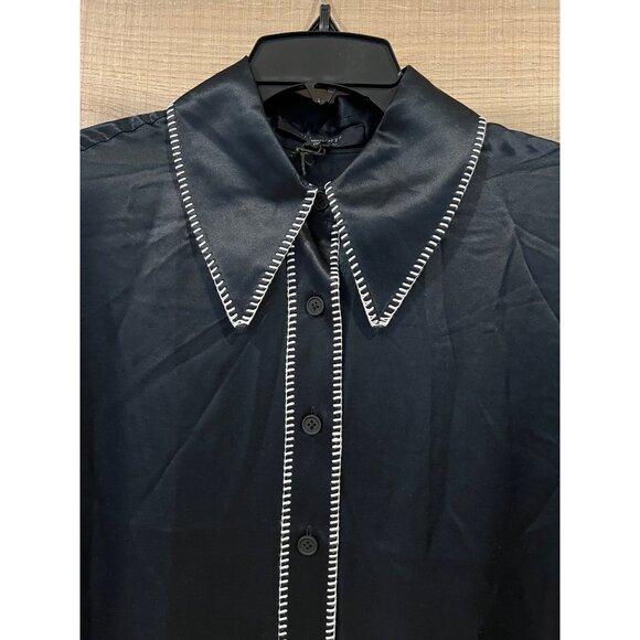 NWOT AllSaints Charli Stitch black Shirt top size US 4 - Picture 6 of 12